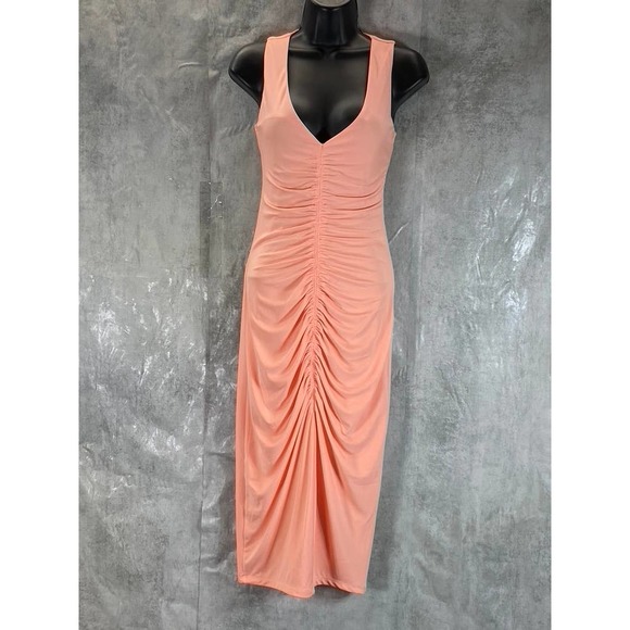 INC International Concepts Women's First Blush V-Neck Ruched Midi Dress SZ XS - Picture 1 of 9
